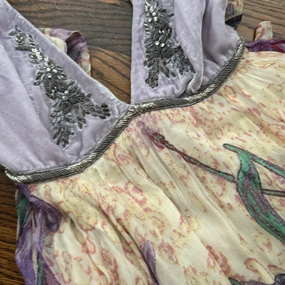 Free People Colette Velvet Embellished Sequins Embroidered Maxi Dress size 8 - Picture 10 of 14